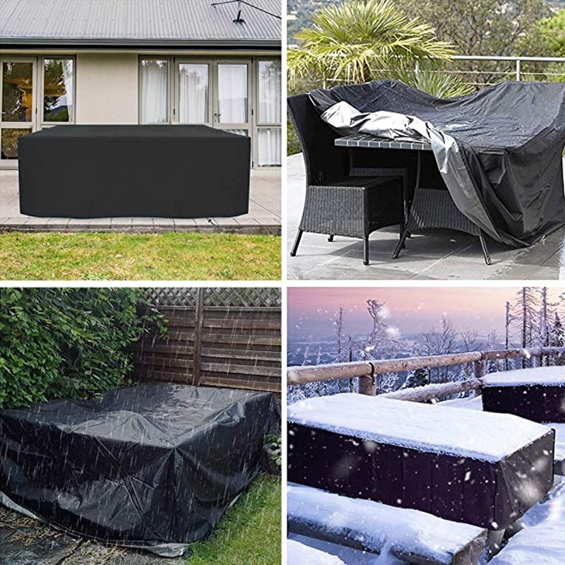 Cobertor para muebles de jardín Oxford 210D, resistente al agua, para mesa de ratán, cubo, silla, sofá, impermeable, Patio exterior de lluvia, funda protectora XL