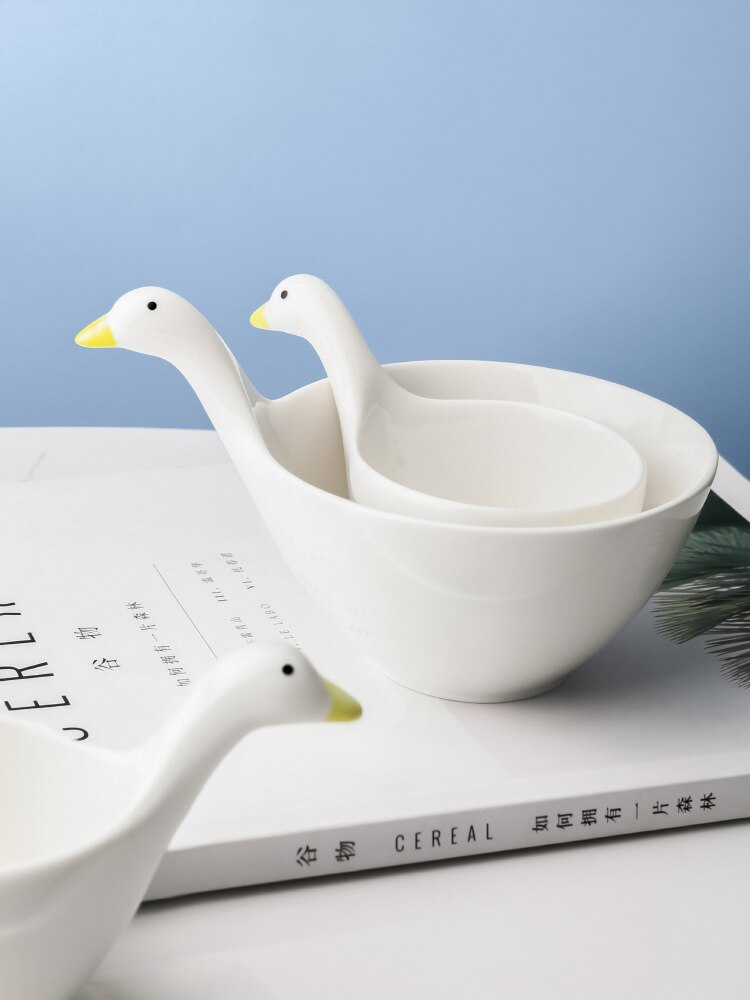 Cute Ceramic Duck Bowl Handmade Saucebowl Small Pottery Spice Bowl Trinket Dish Home Storage Animal Seasoning Keeper Salt Holder