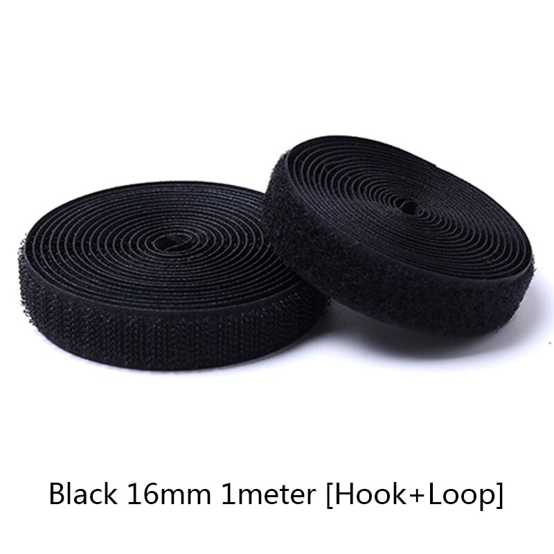 1M Strong Velcros Adhesive Hook Loop Fastener Tape Strip Nylon Sticker Velcro for Sewing DIY No Glue 16/20/25/30/38/50/100/150mm: black-16mm-1meter