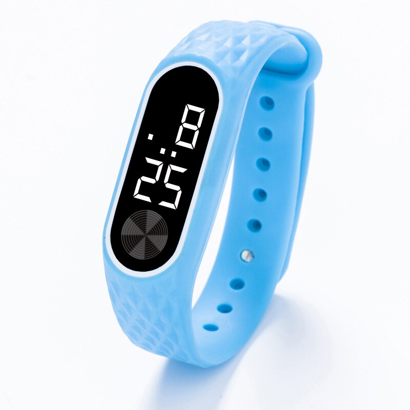 neue Stilvolle kinder LED Digitale Sport Uhr Jungen Mädchen Unisex Frauen Männer Elektronische Silikon Armband Armbanduhr: Sky Blue White