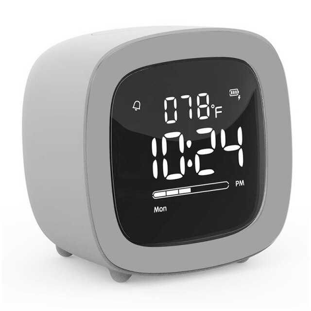 Led Cartoon Alarm Clocks Cute Tv Pet Kids Clock Voice Control Night Wake Up Light Table Clock Temperature Display: Grey
