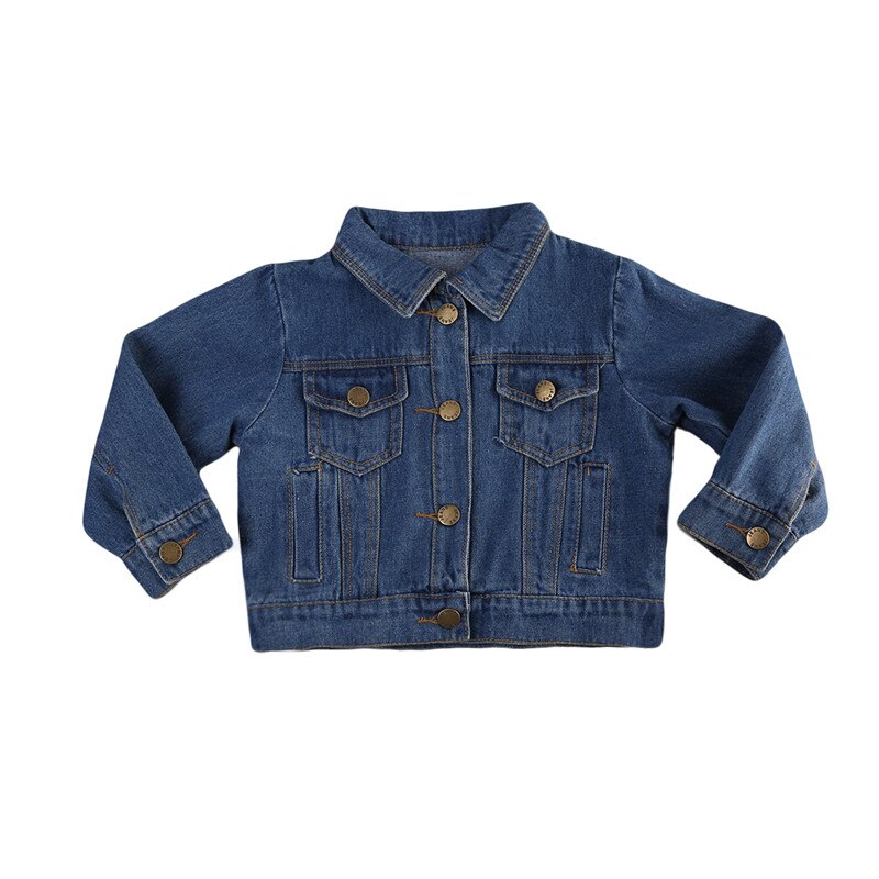 Herfst Peuter Kids Baby Meisjes Denim Jean Jacket Button Jas Uitloper Effen Kleur Tops 1-6Y Outfits: 1-2 Years