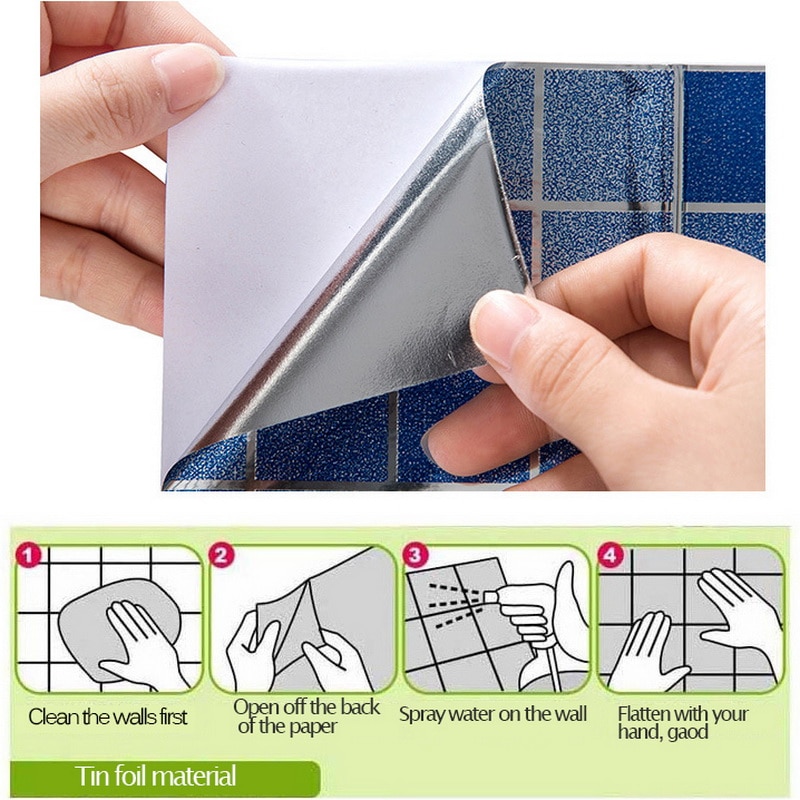 Selvklebende vegg klistremerke papir backsplash diy kjøkken vegg klistremerke mosaikk vegg fliser skrelle pinne vanntett backsplash tapet