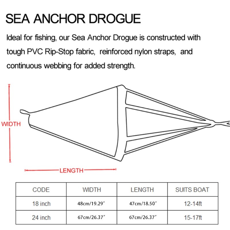PVC Kayak Drift Anchor Rowing Boat Traction Rope Marine Floating Buoy Ball Kit Sea Drogue Anchors Canoe Accessories