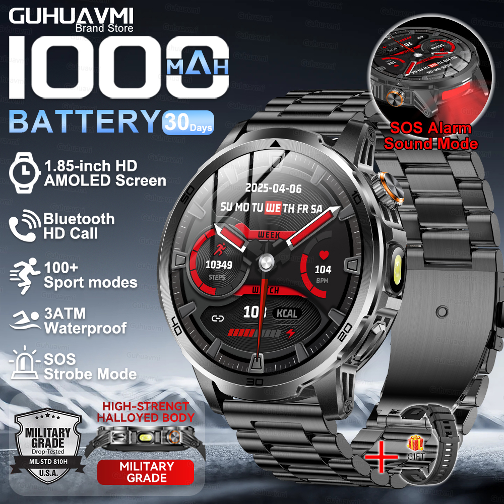 2026nuovo T-REX3 Astuto Della Vigilanza fitness Orologio 1000mAh Batteria di Grandi Dimensioni 10ATM Torcia Elettrica Impermeabile BT Chiamata di fitness Uomini sport Smartwatch: Rosa