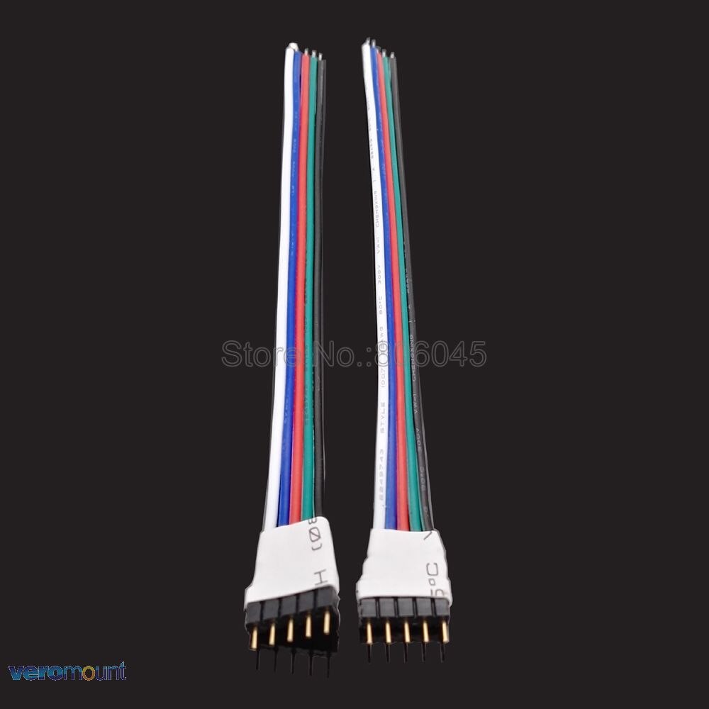 5pcs 5Pin 5-Pin RGBW LED Connector Strip to Controller Male Female Connector Adapter 15cm Wire For 5050 SMD RGBW LED Strip Light