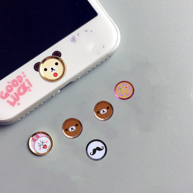 Cartoon Vingerafdruk Knop Kleverige Knop Sticker Voor Iphone Serie Home Button Sticker Protector Ondersteuning Touch Id Covers Film