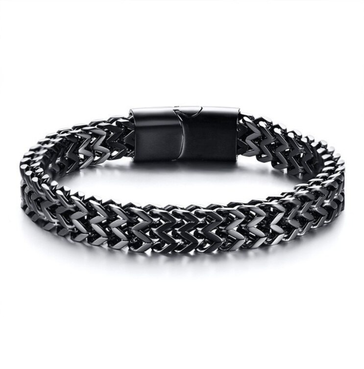 Metal Braided Bracelet Bangle Men Hip Hop Party Rock Jewelry: Black / 21cm