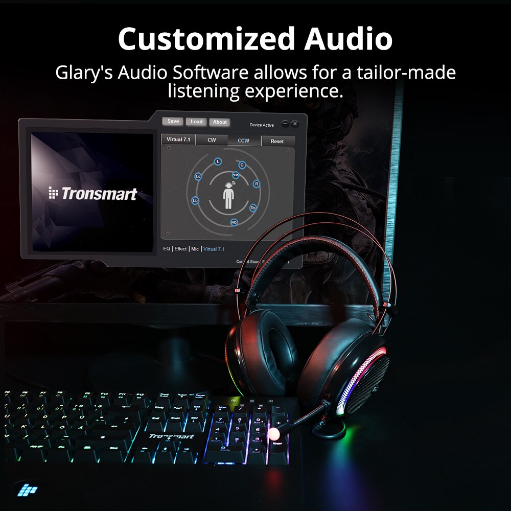 Tronsmart-auriculares Glary para videojuegos, cascos virtuales 7,1 con interfaz USB para ps4,nintendo switch, ordenador y portátil