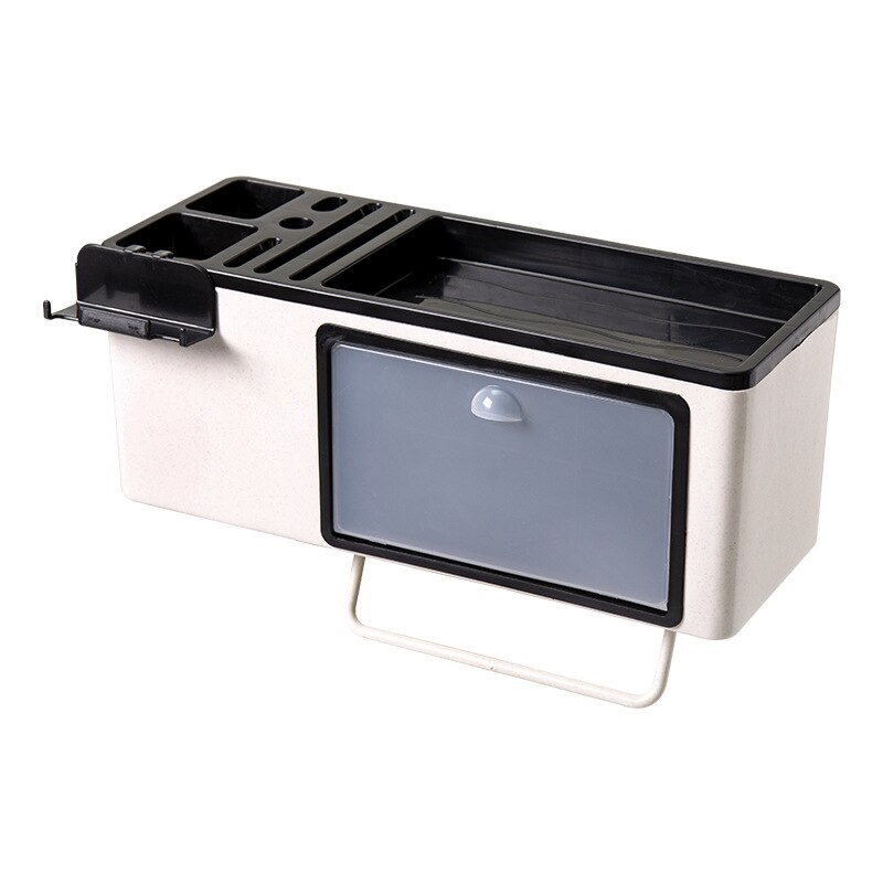 Cremalheira de especiarias de parede material de grau alimentício multi-função cremalheira tempero de baunilha jar armazenamento rack de cozinha caixa de armazenamento: Wall-mounted-Beige