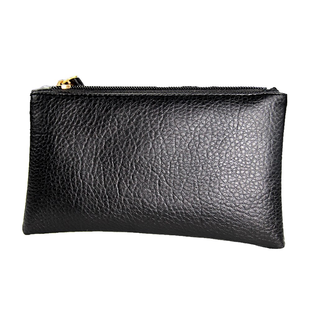 Solid Simple Mannen Vrouwen Portefeuilles Pu Lederen Tas Rits Handige Clutch Portemonnee Telefoon Sleutelhouder Polsbandje Draagbare Handtas