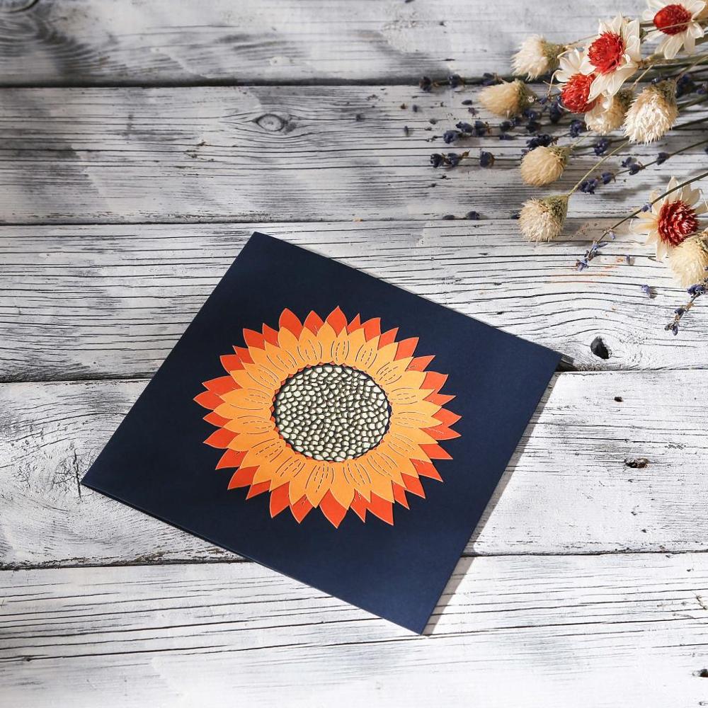 AIT Tarjeta De chico y girasol 3D plegable Pop-Up Festival tarjeta postal de felicitación