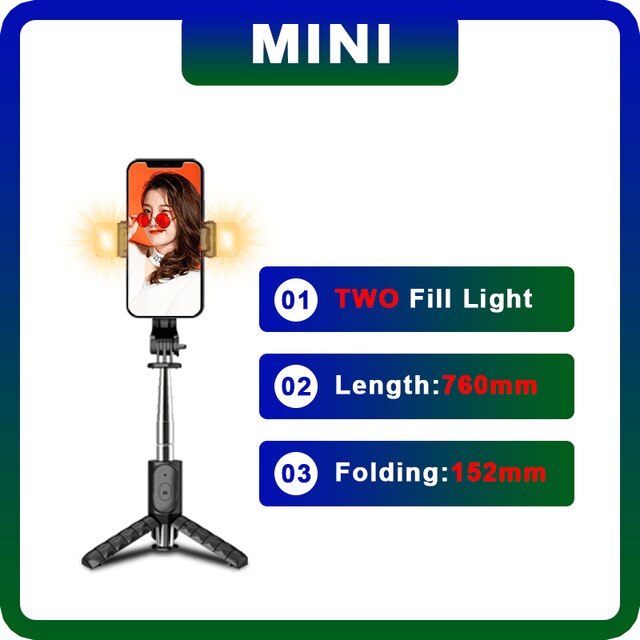 FANGTUOSI 152mm Mini Wireless bluetooth selfie stick Foldable mini tripod With Fill Light 360° Rotation Phone Stand Holder: Package 3