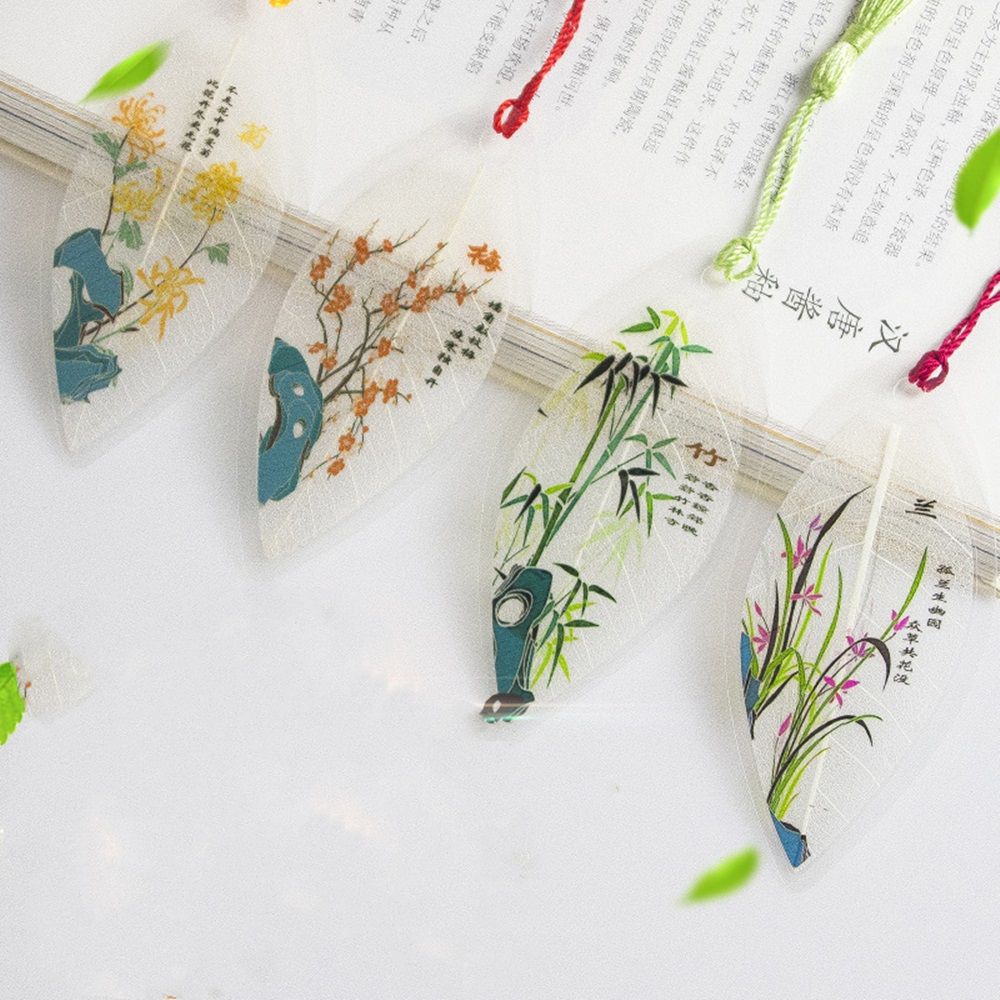 1PC Indexes Mini Label Office School Supplies Leaf Vein Bookmark Chinese Style Retro