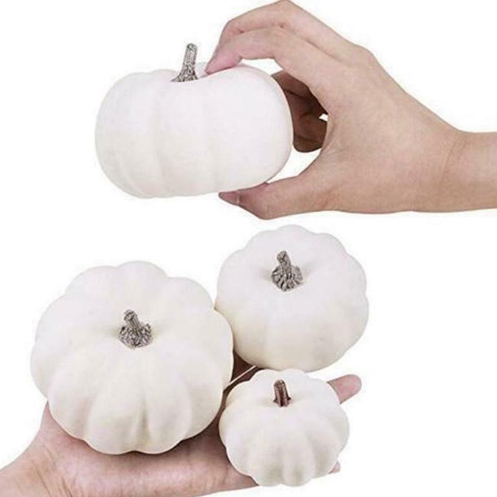 12Pack White Lifelike Pumpkin Fall Harvest Mini Pumpkins for Home Garden Decor