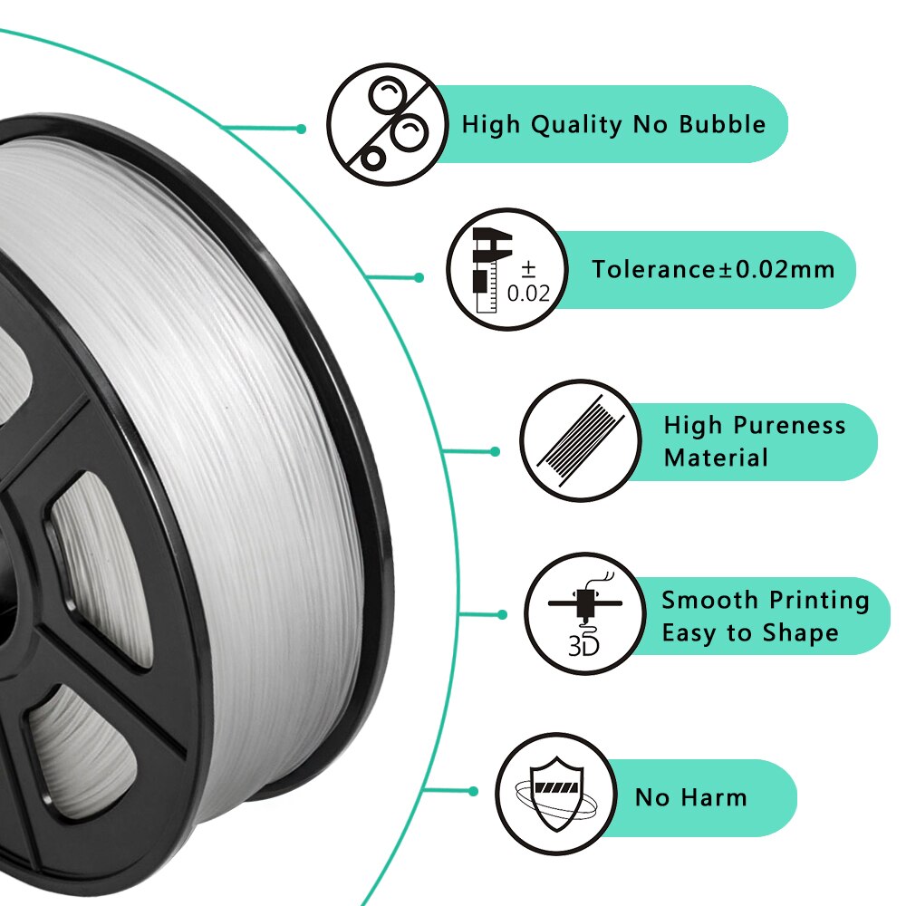 SUNLU-filamento ABS de 1KG y 1,75 MM, bobina de filamento de colores, para impresora 3D reprap, 1,75mm, 1KG por rollo