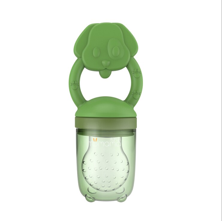 Baby extra voedsel feeder silicagel kan bijten groenten en fruit, LECO kan koken baby hap muziek in heet water: green bag Puppy