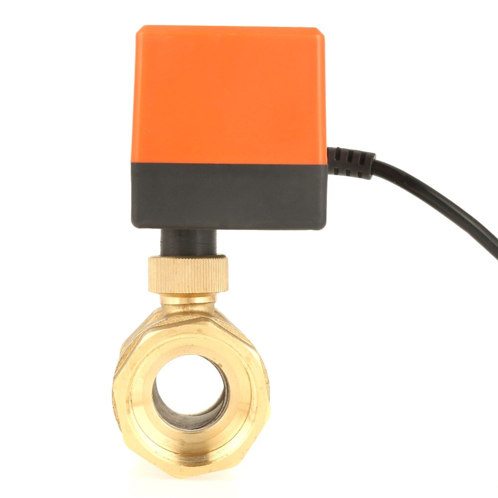 Water Controlling Valve 2-Way 3-Wire AC 220V Motorized Ball Valve 2-Point Brass Electrical Valve Controller G1-1/4 DN32