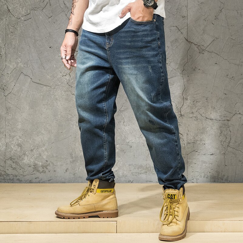 Nostalgische geborduurde oversized heren lente zomer jeans trendy lange casual plus size 30-42 44 46