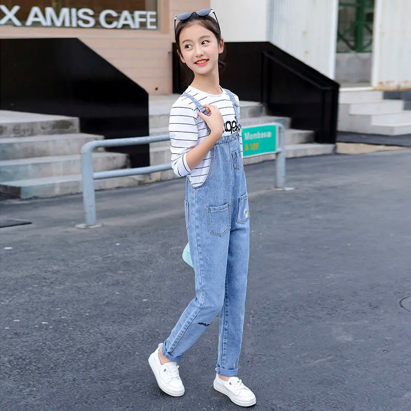 Mono vaquero y peleles para niña adolescente, pantalones vaqueros con peto, ropa para niño de 5, 6, 7, 8, 9 y 10 años