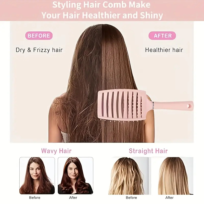 Set van 3 haarkammen, een luchtkussenkam, een krulkam, geschikt voor dagelijks gebruik thuis en in de kapsalon.