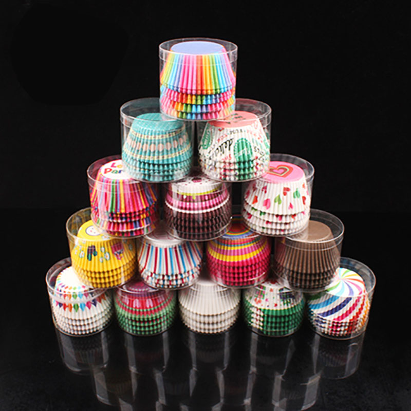 100 stuks cupcake liner bakken cup 5 stijlen cupcake papieren vormpjes taartdoos Cup eitaartjes lade cakevorm decoreren gereedschappen