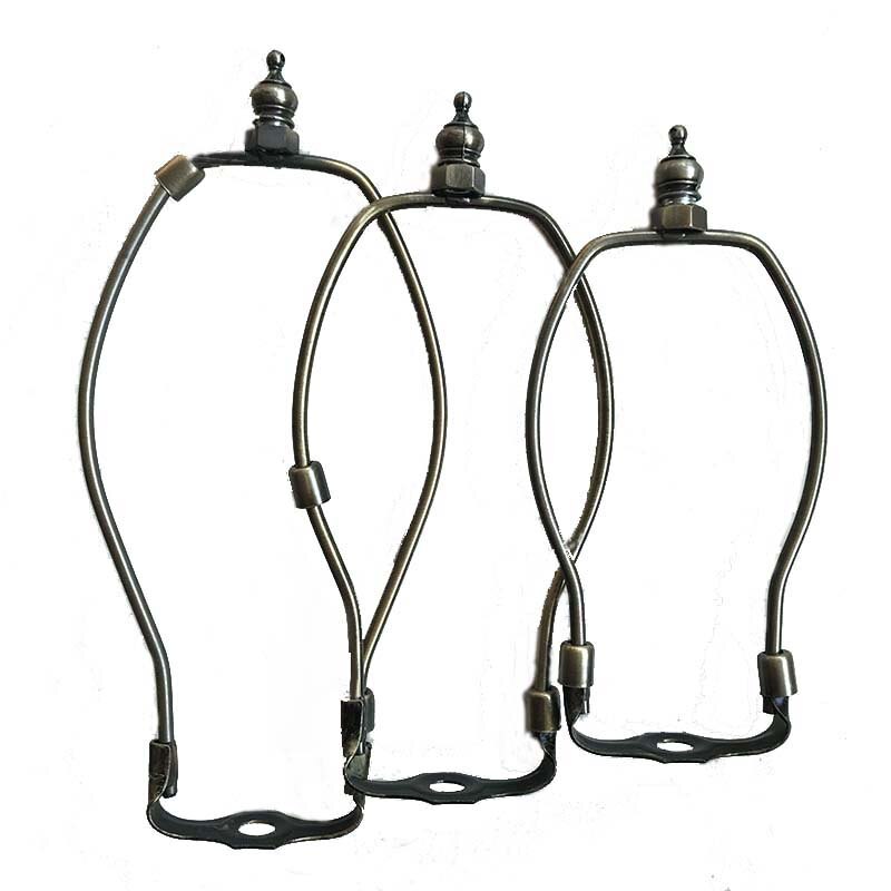 1PC Alloy Antique Bronze Plated Lamp Harp With Crown Finial Lampshade Bracket 6/7/8"/9inch Horn Frame Height 15/18/20/23CM