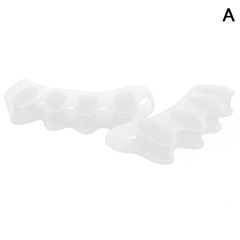 Silikon tåspreder separatorer hallux valgus korrigering fotpleie verktøy gel knystbeskytter tå rettetang correctors 1 par: Hvit