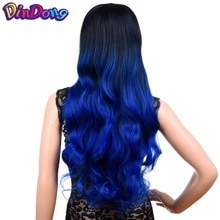 DinDong Golvend U Deel Pruiken voor Vrouwen 26 "Upgrade clip in hair extension synthetisch natuurlijk haar clip in half pruik Blauw Roze Grijs
