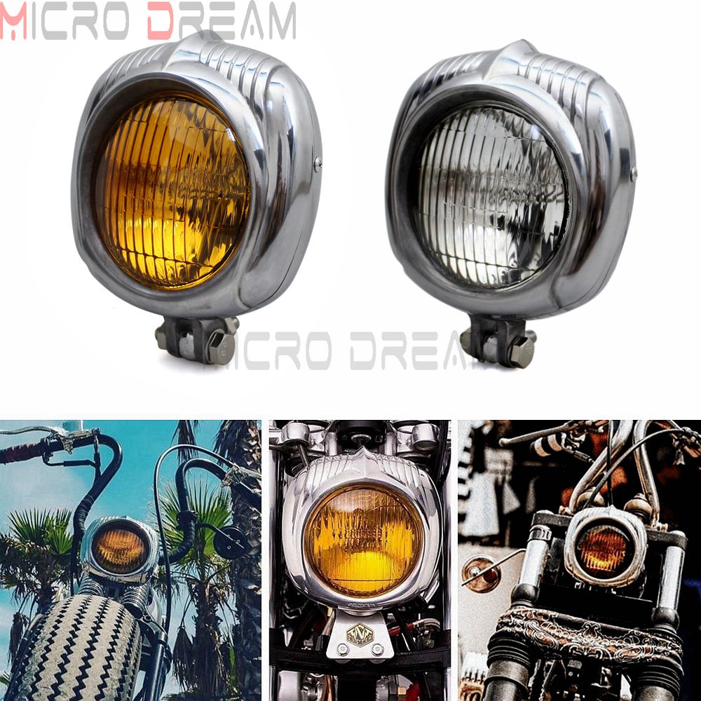 4.5&quot; Motorcycle Sealed Beam Electroline Vintage Headlight for Harley Dyna Sportster Bobber Chopper XS650 Retro Square Head Light
