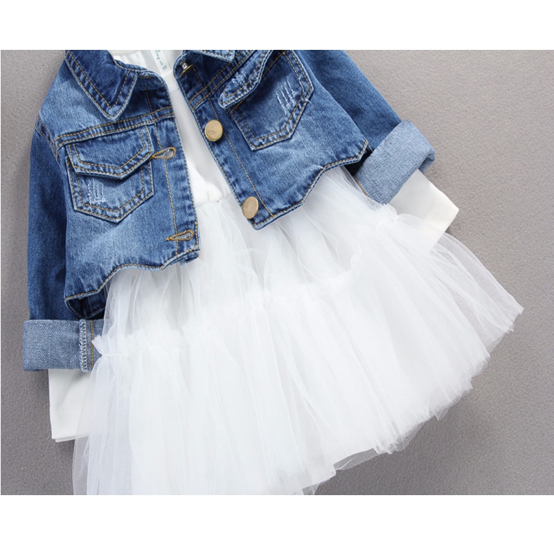 Fall Baby Baby Meisjes Kleding Outfits Casual Sets Denim Jas + Tutu Jurk Pak Voor Pasgeboren Baby Meisjes Kleding Verjaardag sets