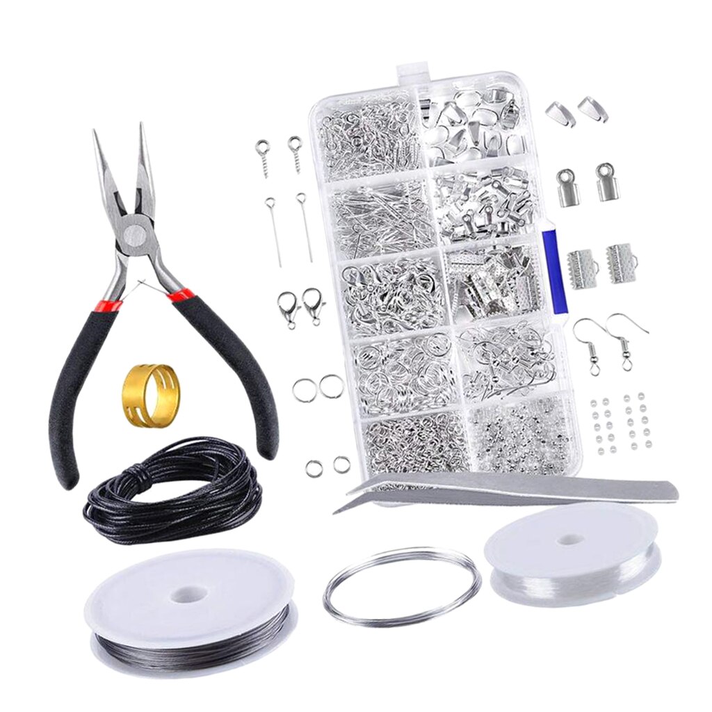 1 Box 17pcs Jewellery Making Starter Kits Jewelry Findings Kit Earrings Bracelet Necklace Findings DIY Jewellery Set Tools Set