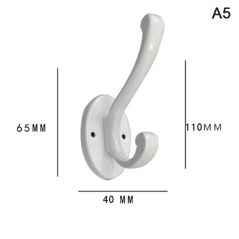 1pc Heavy Duty Coat Hooks Wall Mounted For Hat Hardware Dual Prong Retro Coat Hanger Black White Color: E