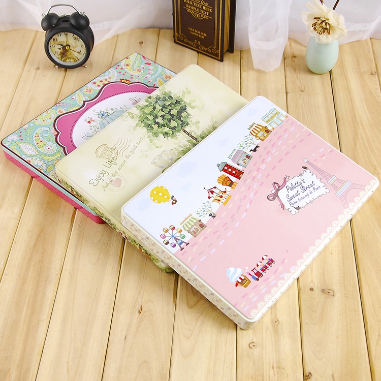 large square exquisite pattern A4 paper dedicated storage iron box file certificate receipt storage finishing box