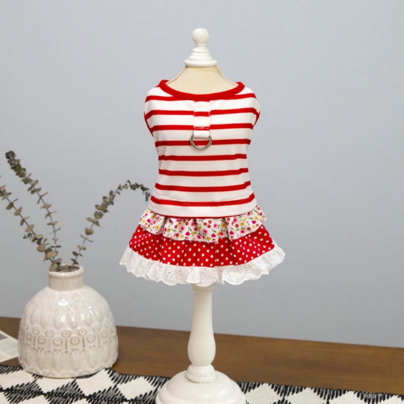 Vestidos a rayas para perros, ropa de verano para perros, falda de princesa de encaje para cachorros, bonito vestido de gato con puntos, disfraces para mascotas, ropa para Chihuahua: M / Blanco