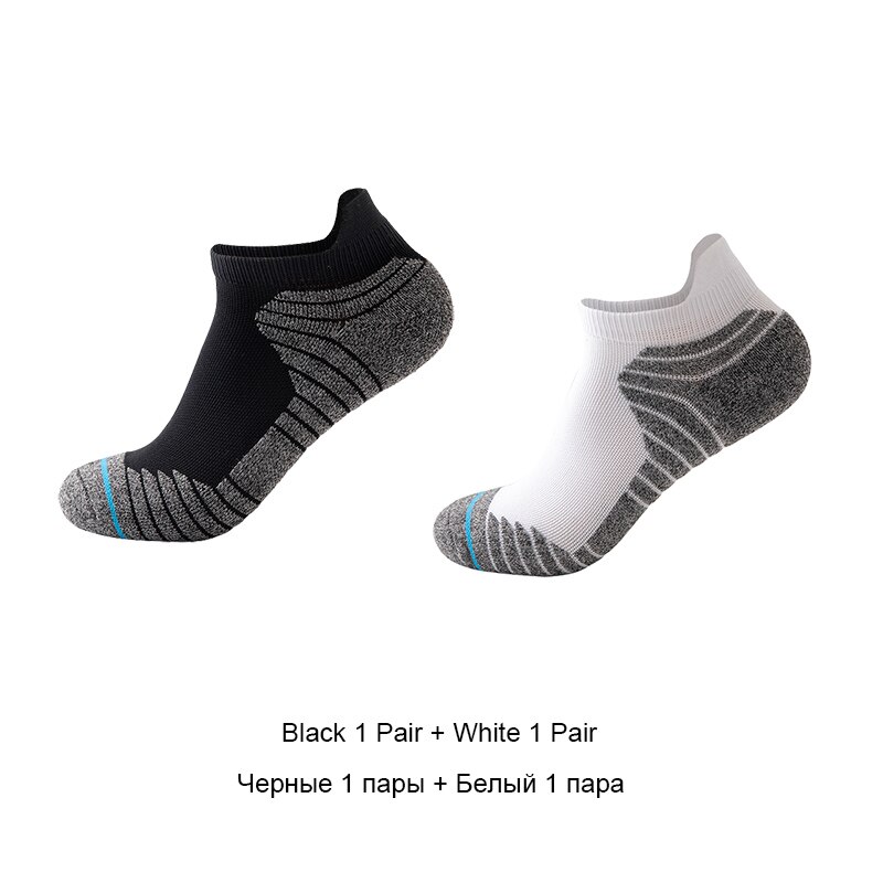 Men athletic socks no show running socks outdoor man sport socks cycling walking socks VKMONY: Black1White1