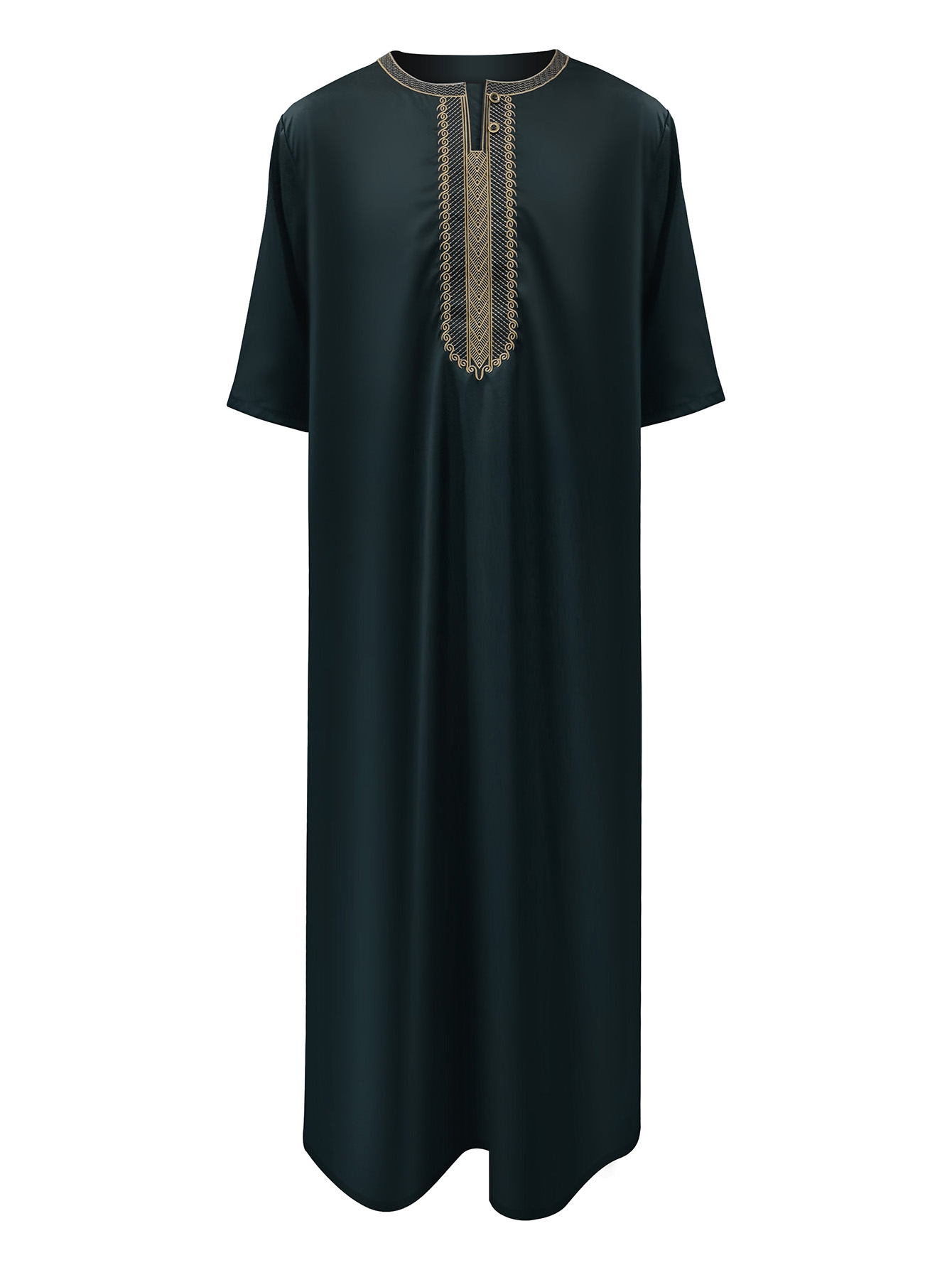2025, geborduurde traditionele mannen boubou jalabiyas jubbah moslim mannen thobe Marokko thobes islamitische kleding Ramadan gewaad: XL / green