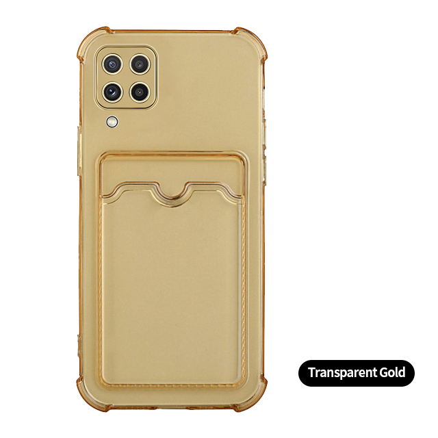 Handyhülle 02 a225f a125f kartenfach für samsung Galaxis  a22 a42 a12 a02, 22  a 12 weicher Stoßstange 42 transparente schutzhülle: A12 / transparent-Gold