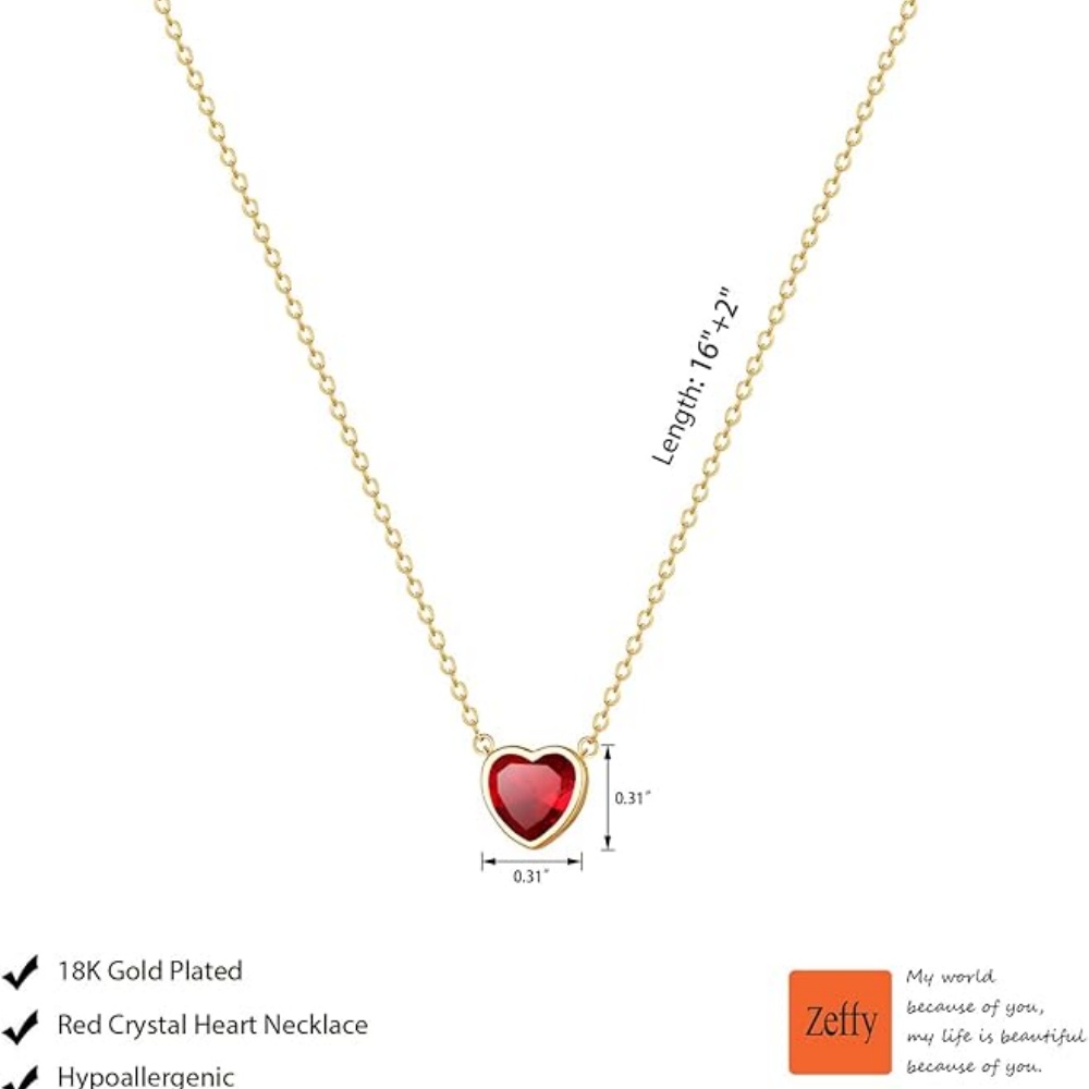 MEDFOLY Heart Necklaces for Women Simple Dainty 14K Gold Plated Anti-allergy Choker Necklaces Valentines Day Jewelry: Rust Red