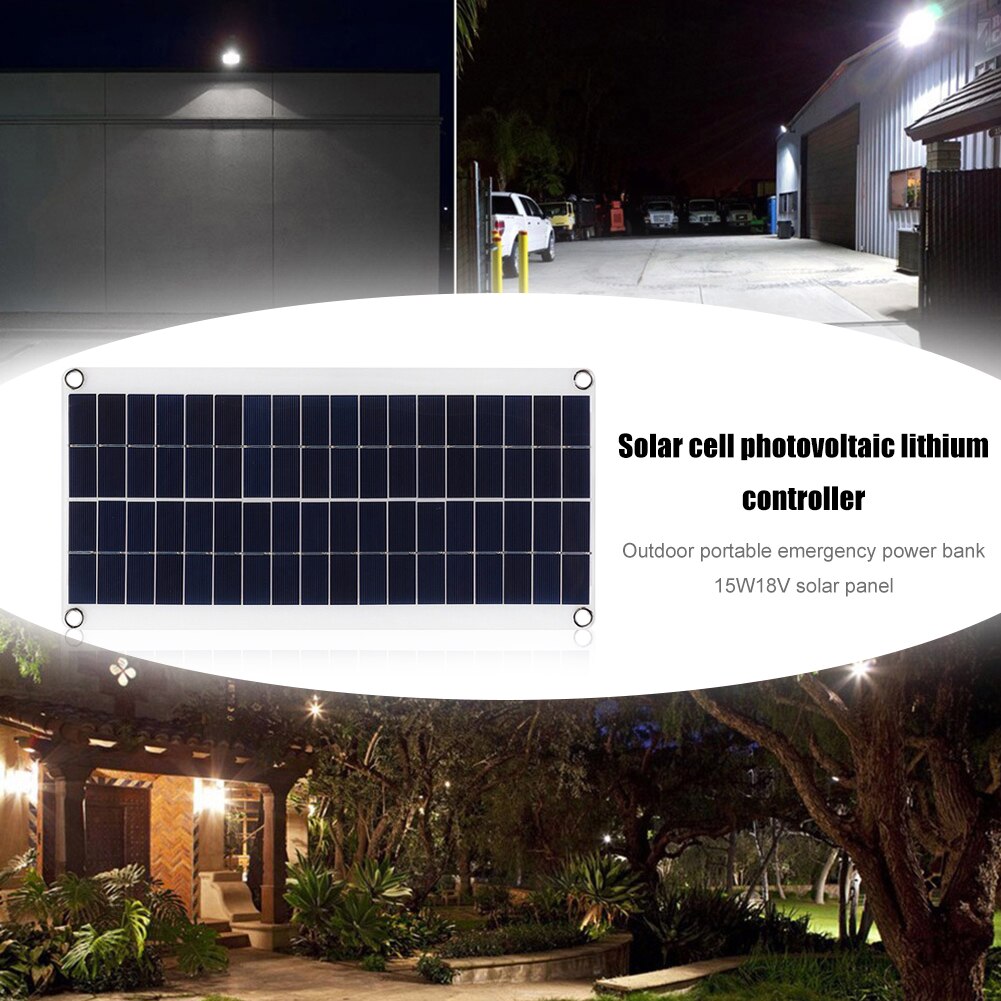 Solar photovoltaic lithium controller system for portable 15W 18V solar panel dual USB solar charger kit for cars and boats