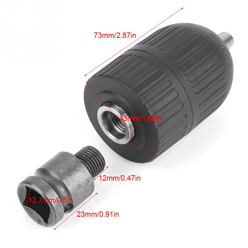 2-13mm Keyless Electric Drill Chuck 1/2-20UNF with 12 Chuck Adaptor for Impact Wrench Conversion Tools