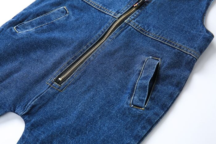 spring baby boy and girls Denim Bib children loose jeans rompers child zipper Jumpsuit