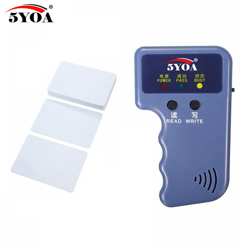 125KHz EM4100 RFID copieur écrivain duplicateur programmeur lecteur + EM4305 T5577 réinscriptible ID porte-clés étiquettes carte: 10Cards