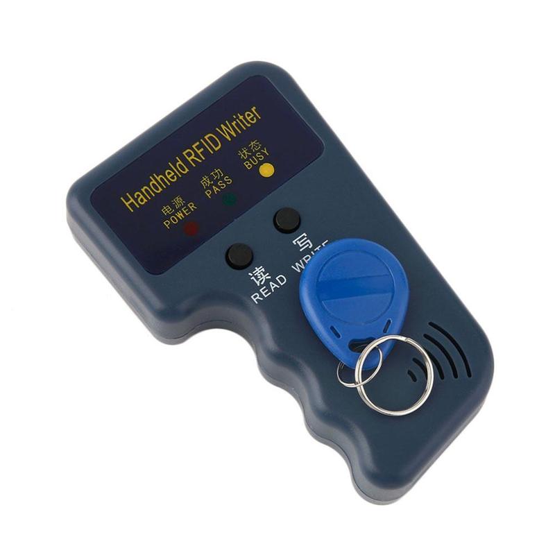 Handheld 125KHz EM4100 TK4100 RFID Copier Writer Duplicator Programmer Reader + 5 Keys EM4305 T5577 Rewritable ID Keyfobs Tags