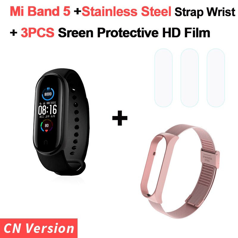 Original Xiaomi Mi Band 5 Smart Bracelet 1.1" AMOLED Colorful Screen Heart Rate Fitness Tracker Waterproof Mi Band 5 Wristbands: 4