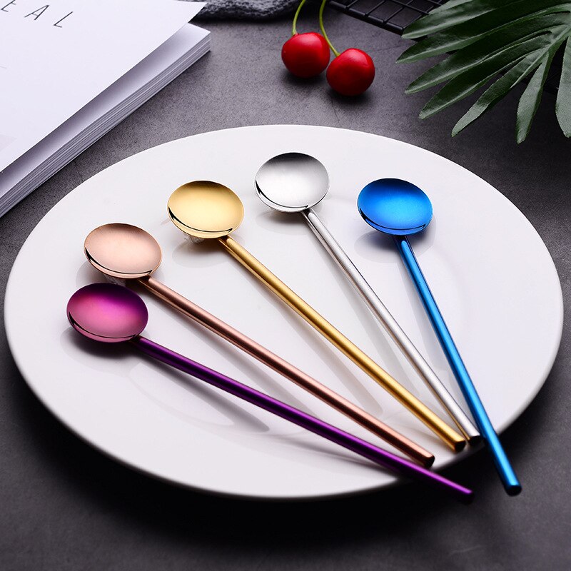 Eco Friendly 304 Stainless Steel Reusable Straws Spoon Beer Drinking Straws Coffee Straws Spoon 190mm