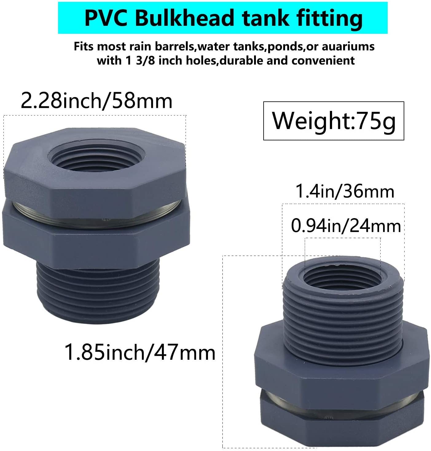 2PCS 3/4 Inch PVC Rain Barrel Garden Spigot Kit, B... – Grandado