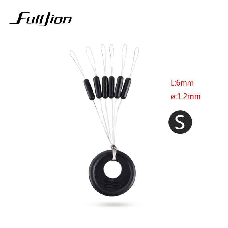 Fulljion 10 stks/partij Vissen Bobber Float 6 in 1 Zwart Rubber Ovale Stopper Ruimte Bean Connector Vislijn Visgerei Accessoires: S2