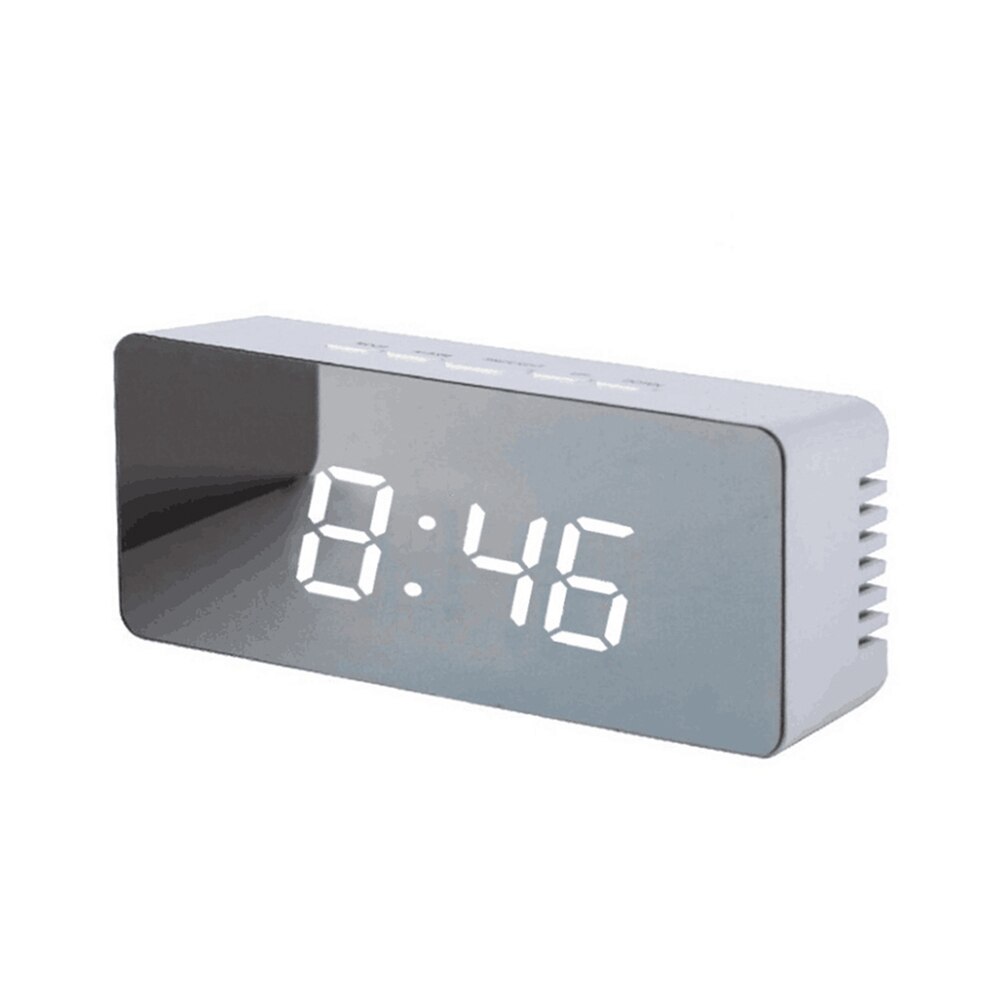 12H/24H Digitale Display Wekker Spiegel, Led Desktop Digitale Tafel Klokken, night Lights Thermometer Digitale Wandklok: white light1