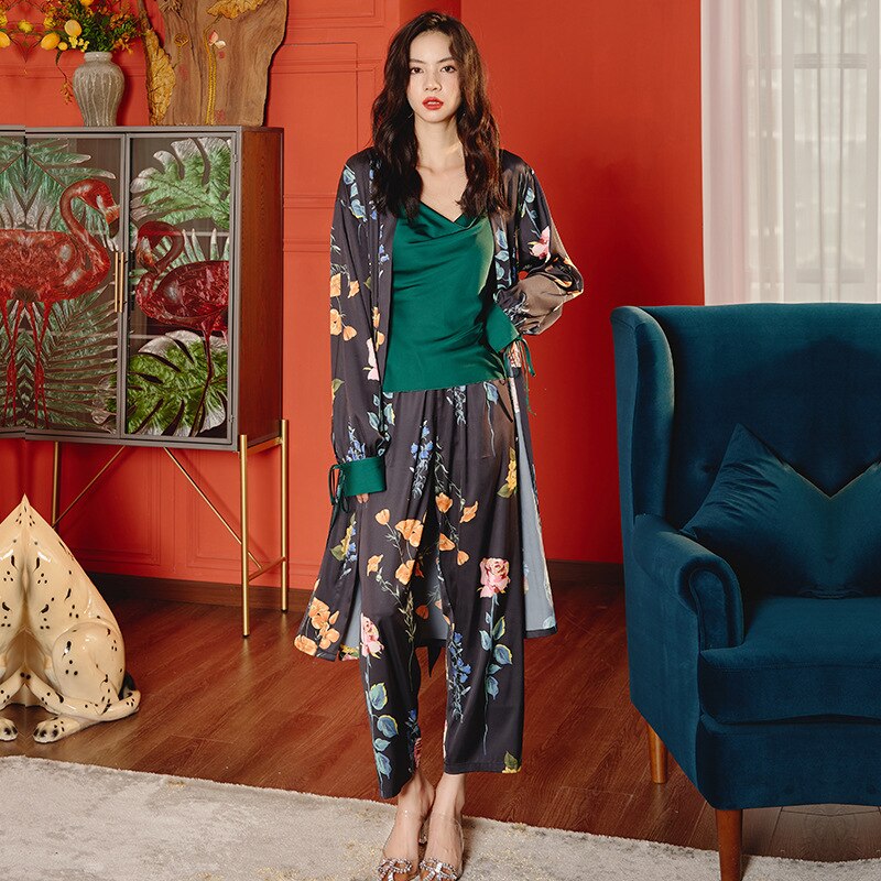 Vrouwen Lange Mouw Gewaad Lady Losse Tweedelige Set Toevallige Badjas Lente Zomer Vrouwelijke Chiffon Sexy Comfort Nachtkleding